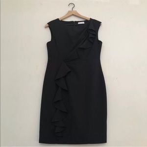 Calvin Klein LBD with Asymmetrical Ruffled Detail